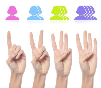 Counting woman hands with female smileys
