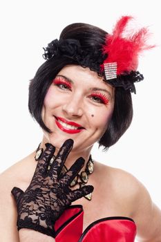 Portrait of a Woman in Wig and Hat in 1920-ties Style