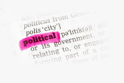 Political   Dictionary Definition single word with soft focus