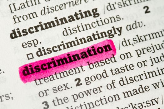 Discrimination  Dictionary Definition single word with soft focus