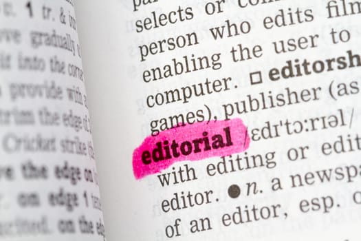 Editorial  Dictionary Definition single word with soft focus