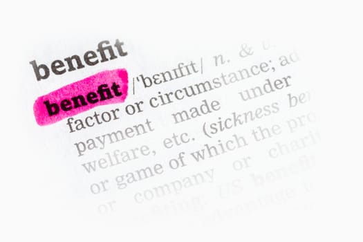 Benefit  Dictionary Definition single word with soft focus