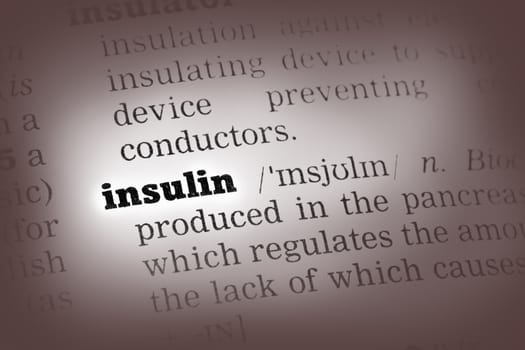 Insulin  Dictionary Definition closeup black and white