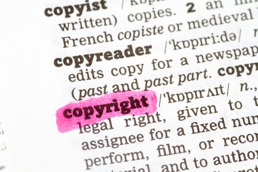 Copyright  Dictionary Definition single word with soft focus