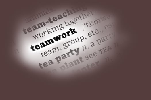 Teamwork Dictionary Definition closeup black and white