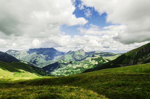 Beutidul landscape over the Pyrenees mountains in Spain