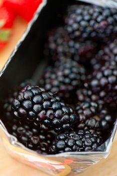Fresh ripe blackberries  closeup photo