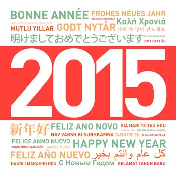 Happy new year from the world. Different languages celebration card