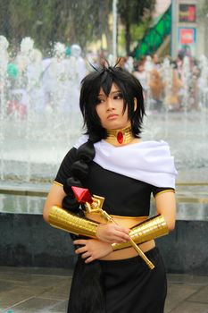 Bangkok - Aug 31: An unidentified Japanese anime cosplay pose  on August 31, 2014 at Central World, Bangkok, Thailand.