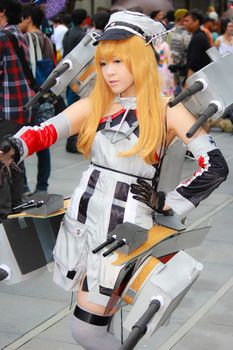 Bangkok - Aug 31: An unidentified Japanese anime cosplay pose  on August 31, 2014 at Central World, Bangkok, Thailand.