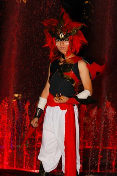 Bangkok - Aug 31: An unidentified Japanese anime cosplay pose  on August 31, 2014 at Central World, Bangkok, Thailand.