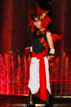 Bangkok - Aug 31: An unidentified Japanese anime cosplay pose  on August 31, 2014 at Central World, Bangkok, Thailand.