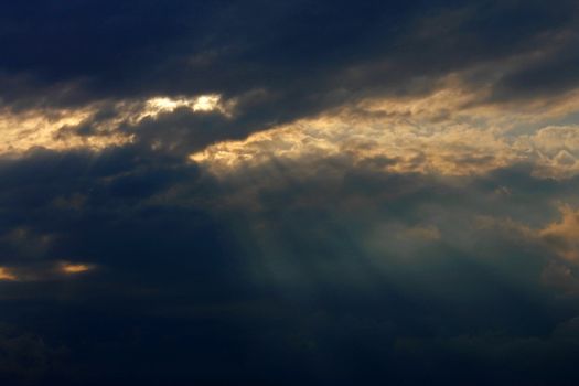 Blue sky and white clouds and the sun