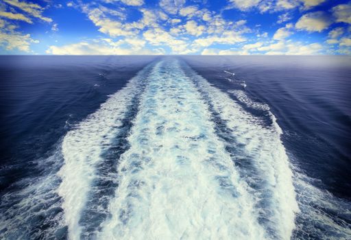 Picture of a view of a boat trace in the sea