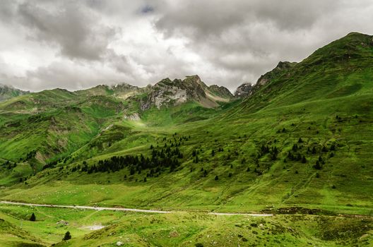 Amazing landscape at the Pyrenees mountains in Spain