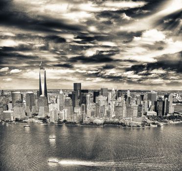 Manhattan skyline, aerial view of New York.