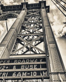 Giant Metal Pylon of Manhattan Bridge - New York.