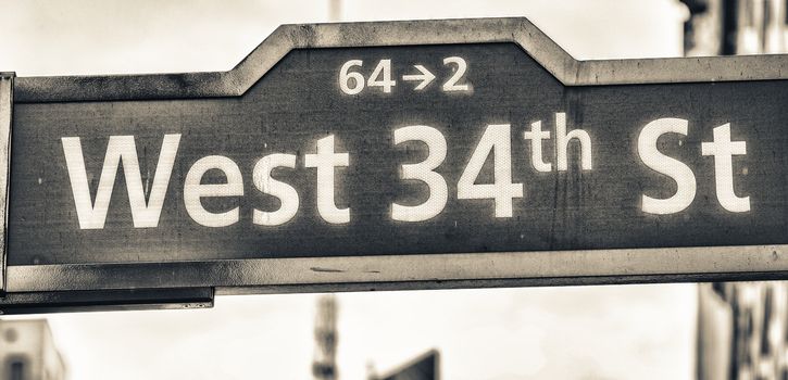 West 34th street sign in Manhattan - New York City.