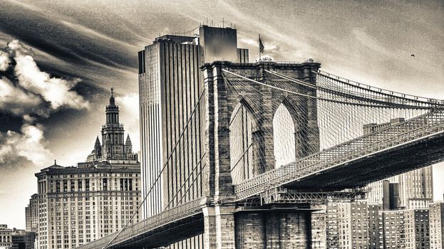 Manhattan Skyscrapers with Cloudy Sky, New York City, U.S.A.