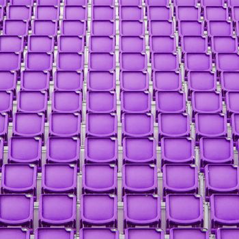 Purple seat in sport stadium, empty seats ready for the public