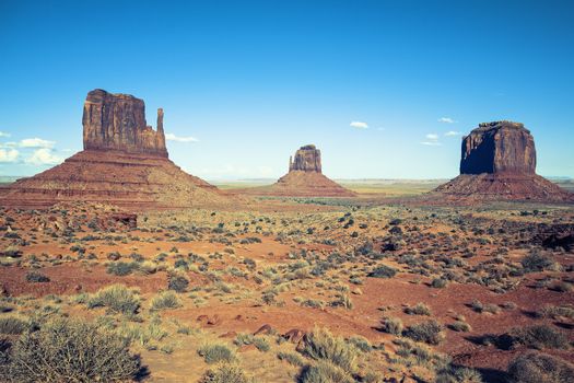 View of Monument valley under the blue sky, USA