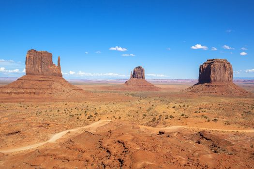 Monument valley under the blue sky, USA