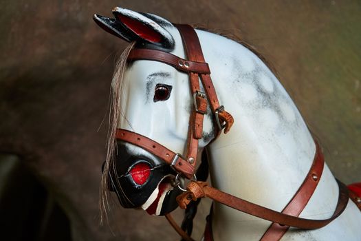Closeup details of a classical vintage rocking horse