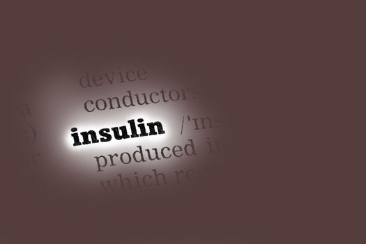 Insulin  Dictionary Definition closeup black and white