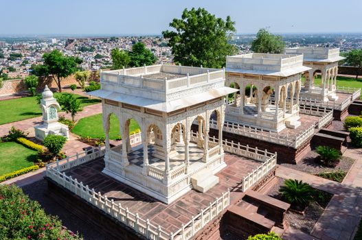 Marble cenotaphs of Marwar Kings, Jaswant Thada, Jodhpur, Rajasthan, India