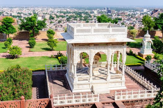Marble cenotaphs of Marwar Kings, Jaswant Thada, Jodhpur, Rajasthan, India