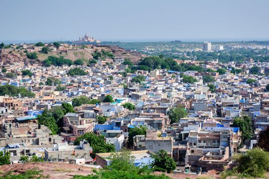 Jodhpur, the blue city as seen from Jaswant Thada, Rajasthan, India