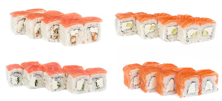 Set of rolls with salmon fish