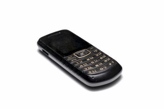 old mobile phone on a white background