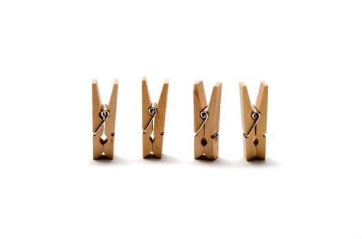 wood cloth pin on a white background