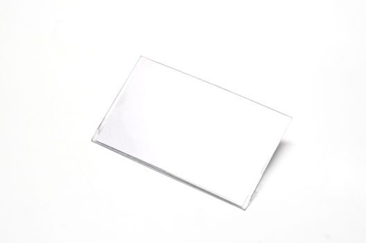 plastic name tag on a white background