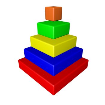 Pyramid with grades of different colors, 3d render