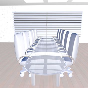 White meeting room in perspective, 3d render