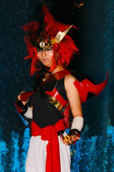 Bangkok - Aug 31: An unidentified Japanese anime cosplay pose  on August 31, 2014 at Central World, Bangkok, Thailand.
