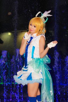 Bangkok - Aug 31: An unidentified Japanese anime cosplay pose  on August 31, 2014 at Central World, Bangkok, Thailand.