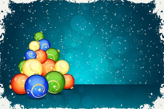 Grungy Christmas Greeting Card with Christmas Balls