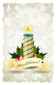 Christmas Greeting Card. Christmas Decorations and Candle