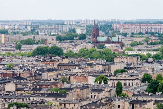 Aerial view of the city of Lodz, Poland