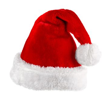 Single Santa Claus red hat isolated on white background