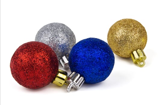 Multicolored Christmas balls on a white background