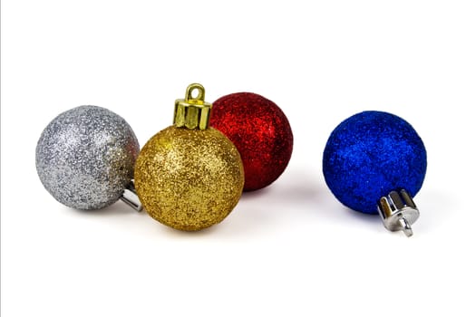 Multicolored Christmas balls on a white background