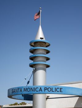 SANTA MONICA, CA - MAY 24, 2009 - Santa Monica police sign on May 24, 2009 in Santa Monica. The Santa Monica Police Department is presently accepting applications for Lateral Police Officer.