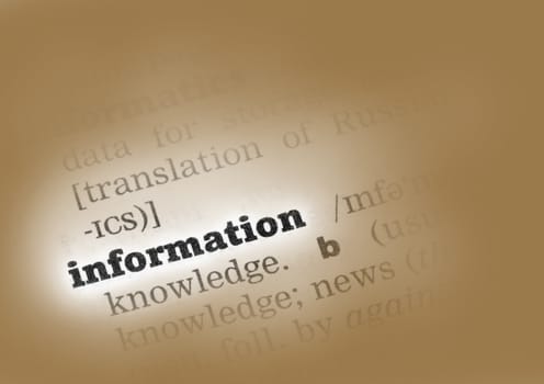 Information Dictionary Definition single word with soft focus