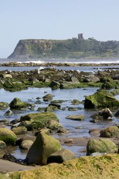 Scarborough Castle from north bay yorkshire England
