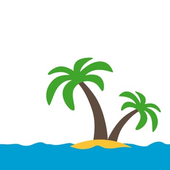 simple symbol of a tropical island with white background