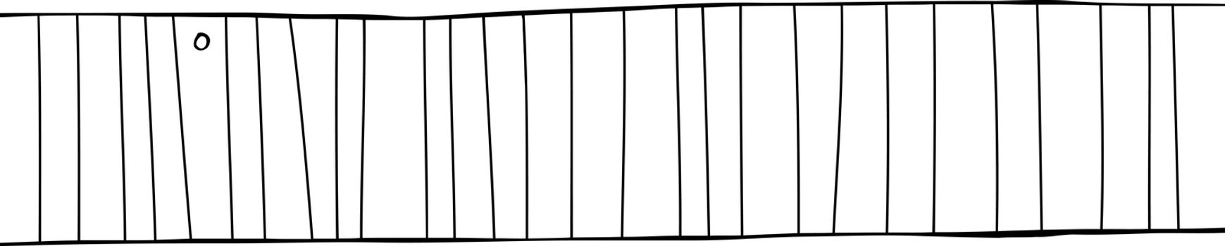 Outline cartoon of wooden fence with hole